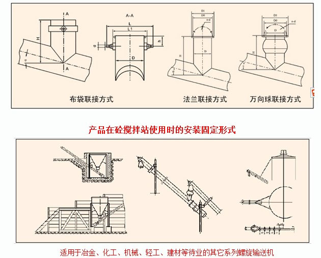 水泥螺旋輸送機在攪拌站使用時的安裝固定形式